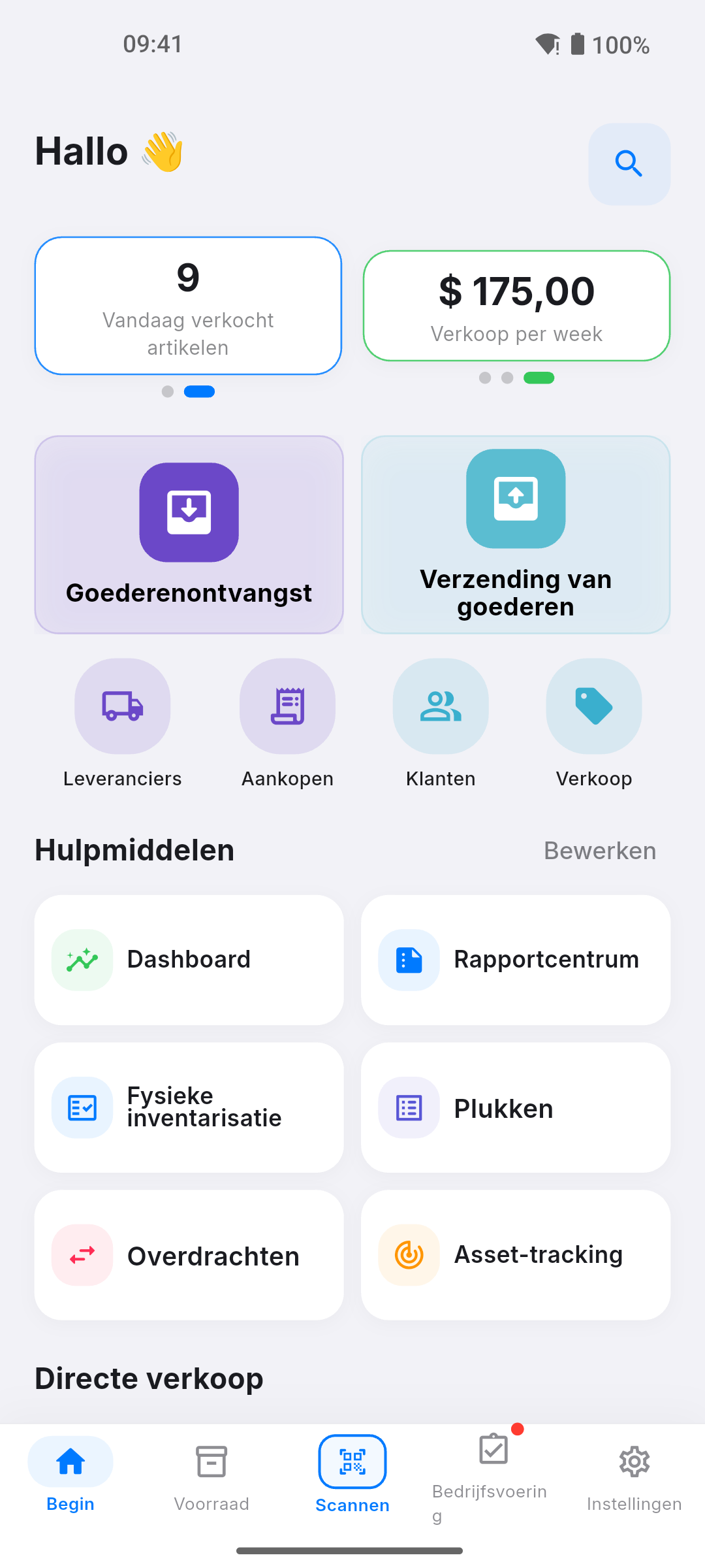 Pikly inventaris overzicht scherm